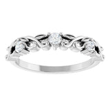 Platinum Round Natural Diamond Three-Stone Sculptural Anniversary Band - 1/5 CTW - view 3