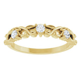 14K Gold Round Natural Diamond Three-Stone Sculptural Anniversary Band - 1/5 CTW - Yellow Gold - view 3