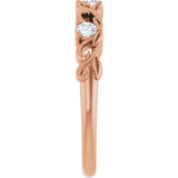 14K Gold Round Lab-Grown Diamond Three-Stone Sculptural Anniversary Band - 1/5 CTW - Rose Gold - view 4