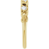 14K Gold Round Lab-Grown Diamond Three-Stone Sculptural Anniversary Band - 1/5 CTW - Yellow Gold - view 4