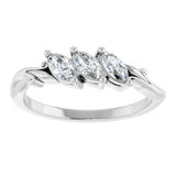 Platinum Marquise Lab-Grown Diamond Three-Stone Sculptural Anniversary Band - 1/2 CTW - view 3