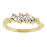 14K Gold Marquise Lab-Grown Diamond Three-Stone Sculptural Anniversary Band - 1/2 CTW - Yellow Gold - view 3