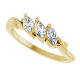 14K Gold Marquise Lab-Grown Diamond Three-Stone Sculptural Anniversary Band - 1/2 CTW - Yellow Gold - view 5