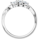 Platinum Marquise Natural Diamond Three-Stone Sculptural Anniversary Band - 1/2 CTW - view 2
