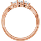 14K Gold Marquise Lab-Grown Diamond Three-Stone Sculptural Anniversary Band - 1/2 CTW - Rose Gold - view 2