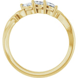14K Gold Marquise Natural Diamond Three-Stone Sculptural Anniversary Band - 1/2 CTW - Yellow Gold - view 2