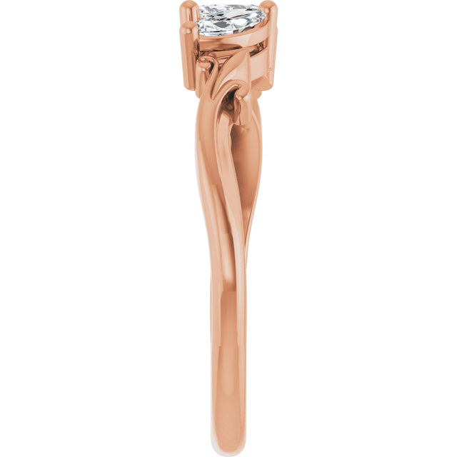14K Gold Marquise Natural Diamond Three-Stone Sculptural Anniversary Band - 1/2 CTW - Rose Gold - view 4