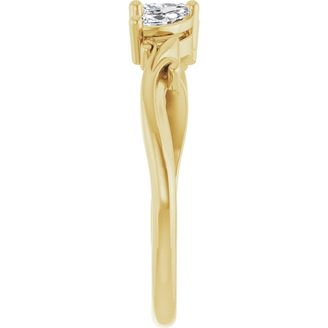 14K Gold Marquise Lab-Grown Diamond Three-Stone Sculptural Anniversary Band - 1/2 CTW - Yellow Gold - view 4