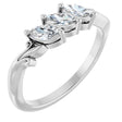 Platinum Marquise Natural Diamond Three-Stone Sculptural Anniversary Band - 1/2 CTW