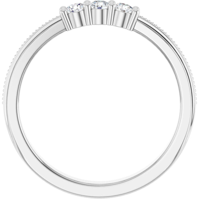 Platinum Round Lab-Grown Diamond Three-Stone Milgrain Anniversary Band - 1/5 CTW - view 2