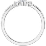 14K Gold Round Natural Diamond Three-Stone Milgrain Anniversary Band - 1/5 CTW - White Gold - view 2