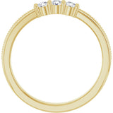 14K Gold Round Lab-Grown Diamond Three-Stone Milgrain Anniversary Band - 1/5 CTW - Yellow Gold - view 2