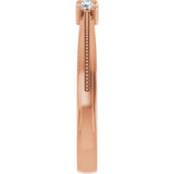 14K Gold Round Lab-Grown Diamond Three-Stone Milgrain Anniversary Band - 1/5 CTW - Rose Gold - view 4