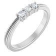 Platinum Round Lab-Grown Diamond Three-Stone Milgrain Anniversary Band - 1/5 CTW