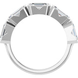 14K Gold Emerald Lab-Grown Diamond Half-Bezel Five-Stone Anniversary Band - 1 1/2-3 1/4 CTW - White Gold - view 7