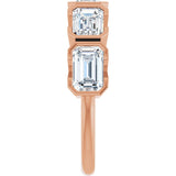 14K Gold Emerald Lab-Grown Diamond Half-Bezel Five-Stone Anniversary Band - 1 1/2-3 1/4 CTW - Rose Gold - view 9