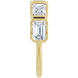 14K Gold Emerald Lab-Grown Diamond Half-Bezel Five-Stone Anniversary Band - 1 1/2-3 1/4 CTW - Yellow Gold - view 9