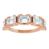 14K Gold Emerald Lab-Grown Diamond Half-Bezel Five-Stone Anniversary Band - 1 1/2-3 1/4 CTW - Rose Gold - view 8