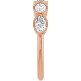 14K Gold Oval Lab-Grown Diamond Half-Bezel Five-Stone Anniversary Band - 9/10 CTW - Rose Gold - view 9