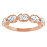 14K Gold Oval Lab-Grown Diamond Half-Bezel Five-Stone Anniversary Band - 9/10 CTW - Rose Gold - view 8