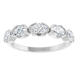 Platinum Oval Lab-Grown Diamond Half-Bezel Five-Stone Anniversary Band - 9/10 CTW - view 8