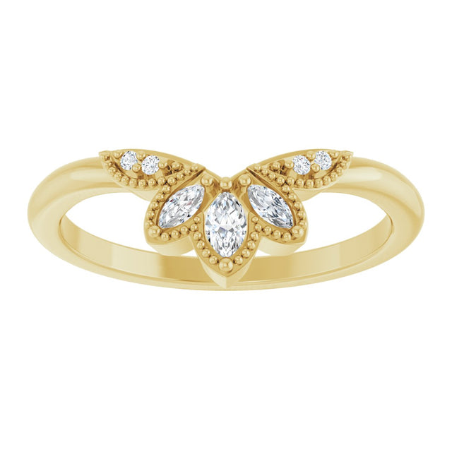 14K Gold Marquise Lab-Grown Diamond Contour Band - 1/8 CTW - Yellow Gold - view 3
