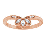 14K Gold Marquise Lab-Grown Diamond Contour Band - 1/8 CTW - Rose Gold - view 3