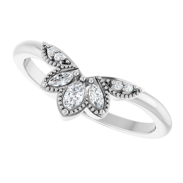 14K Gold Marquise Lab-Grown Diamond Contour Band - 1/8 CTW - White Gold - view 5