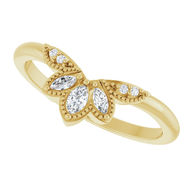 14K Gold Marquise Lab-Grown Diamond Contour Band - 1/8 CTW - Yellow Gold - view 5