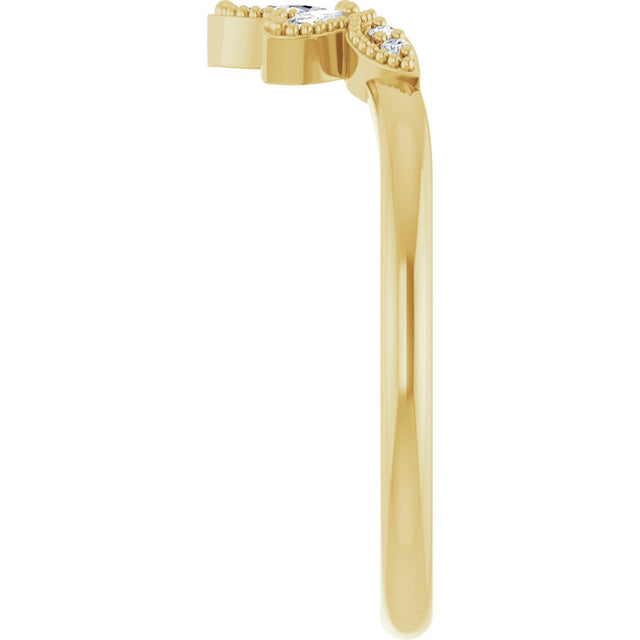 14K Gold Marquise Lab-Grown Diamond Contour Band - 1/8 CTW - Yellow Gold - view 4