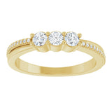 14K Gold Round Lab-Grown Diamond Three-Stone Anniversary Band - 1/3 CTW - Yellow Gold - view 3