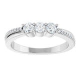 14K Gold Round Lab-Grown Diamond Three-Stone Anniversary Band - 1/3 CTW - White Gold - view 3