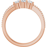 14K Gold Round Lab-Grown Diamond Three-Stone Anniversary Band - 1/3 CTW - Rose Gold - view 2