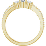 14K Gold Round Lab-Grown Diamond Three-Stone Anniversary Band - 1/3 CTW - Yellow Gold - view 2