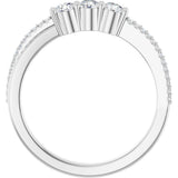 14K Gold Round Lab-Grown Diamond Three-Stone Anniversary Band - 1/3 CTW - White Gold - view 2