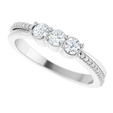 Platinum Round Lab-Grown Diamond Three-Stone Anniversary Band - 1/3 CTW - view 5
