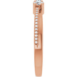 14K Gold Round Natural Diamond Three-Stone Anniversary Band - 1/3 CTW - Rose Gold - view 4