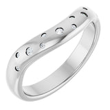 14K Gold Round Natural Diamond Contour Band - 1/8 CTW - White Gold