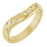 14K Gold Round Natural Diamond Contour Band - 1/8 CTW - Yellow Gold