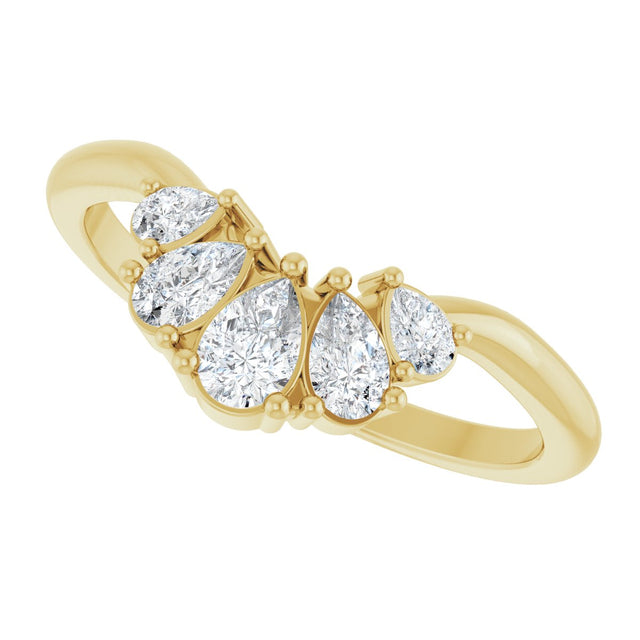14K Gold Pear Lab-Grown Diamond Contour Band - 1/2 CTW - Yellow Gold - view 5