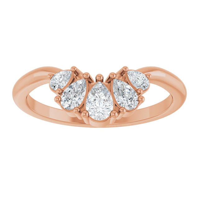 14K Gold Pear Lab-Grown Diamond Contour Band - 1/2 CTW - Rose Gold - view 3