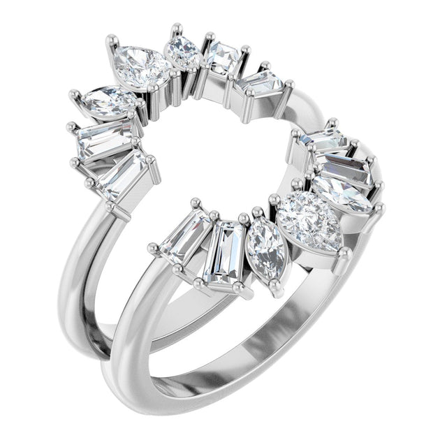 14K Gold Pear Lab-Grown Diamond Ring Guard - 1 CTW - White Gold