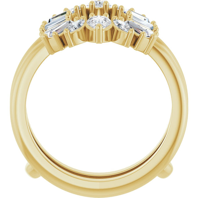 14K Gold Pear Natural Diamond Ring Guard - 1 1/6 CTW - Yellow Gold - view 2
