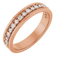 14K Gold Square Natural Diamond Accented Band - 3/8-3/4 CTW - Rose Gold