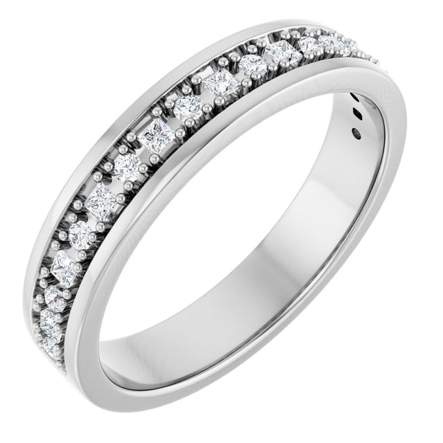 14K Gold Square Natural Diamond Accented Band - 3/8-3/4 CTW - White Gold