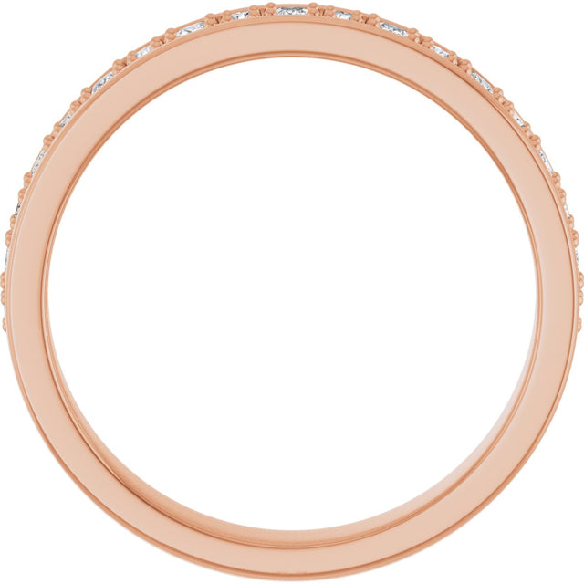 14K Gold Square Natural Diamond Accented Band - 3/8-3/4 CTW - Rose Gold - view 2