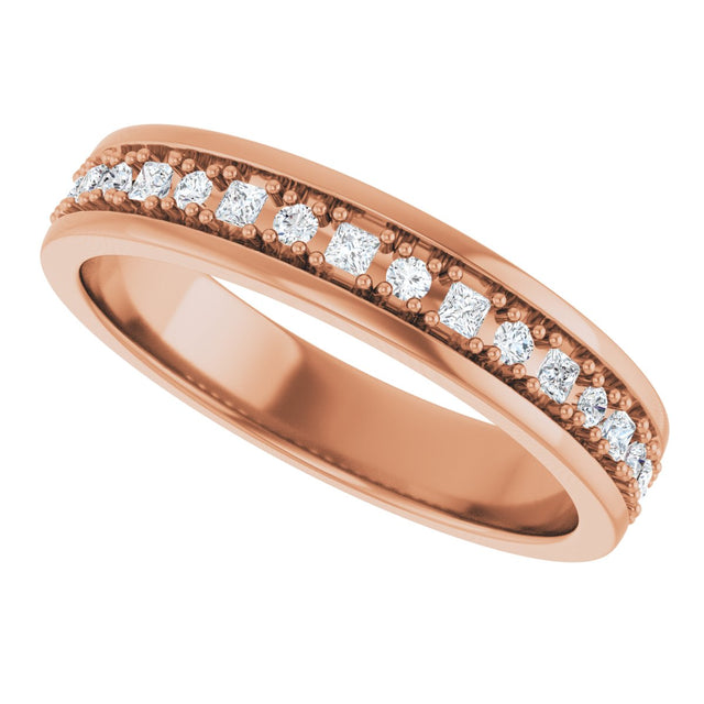 14K Gold Square Lab-Grown Diamond Accented Band - 3/8-7/8 CTW - Rose Gold - view 5