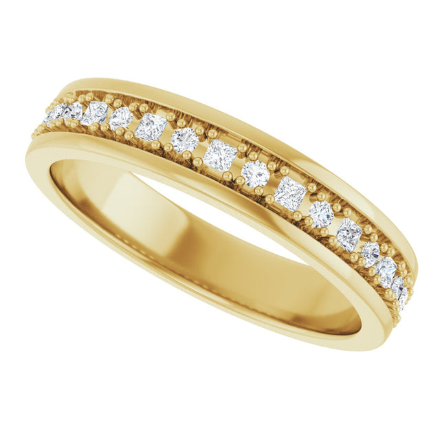 14K Gold Square Natural Diamond Accented Band - 3/8-3/4 CTW - Yellow Gold - view 5