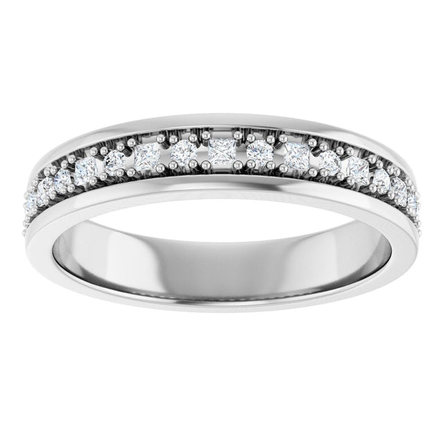 14K Gold Square Natural Diamond Accented Band - 3/8-3/4 CTW - White Gold - view 3