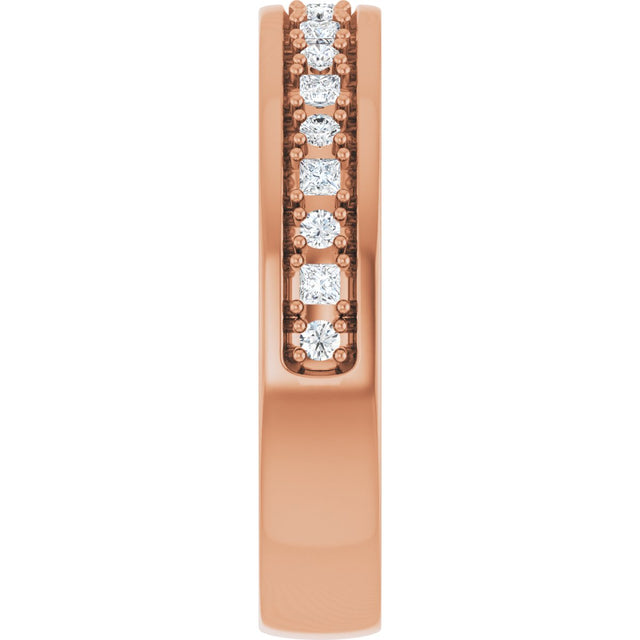 14K Gold Square Natural Diamond Accented Band - 3/8-3/4 CTW - Rose Gold - view 4